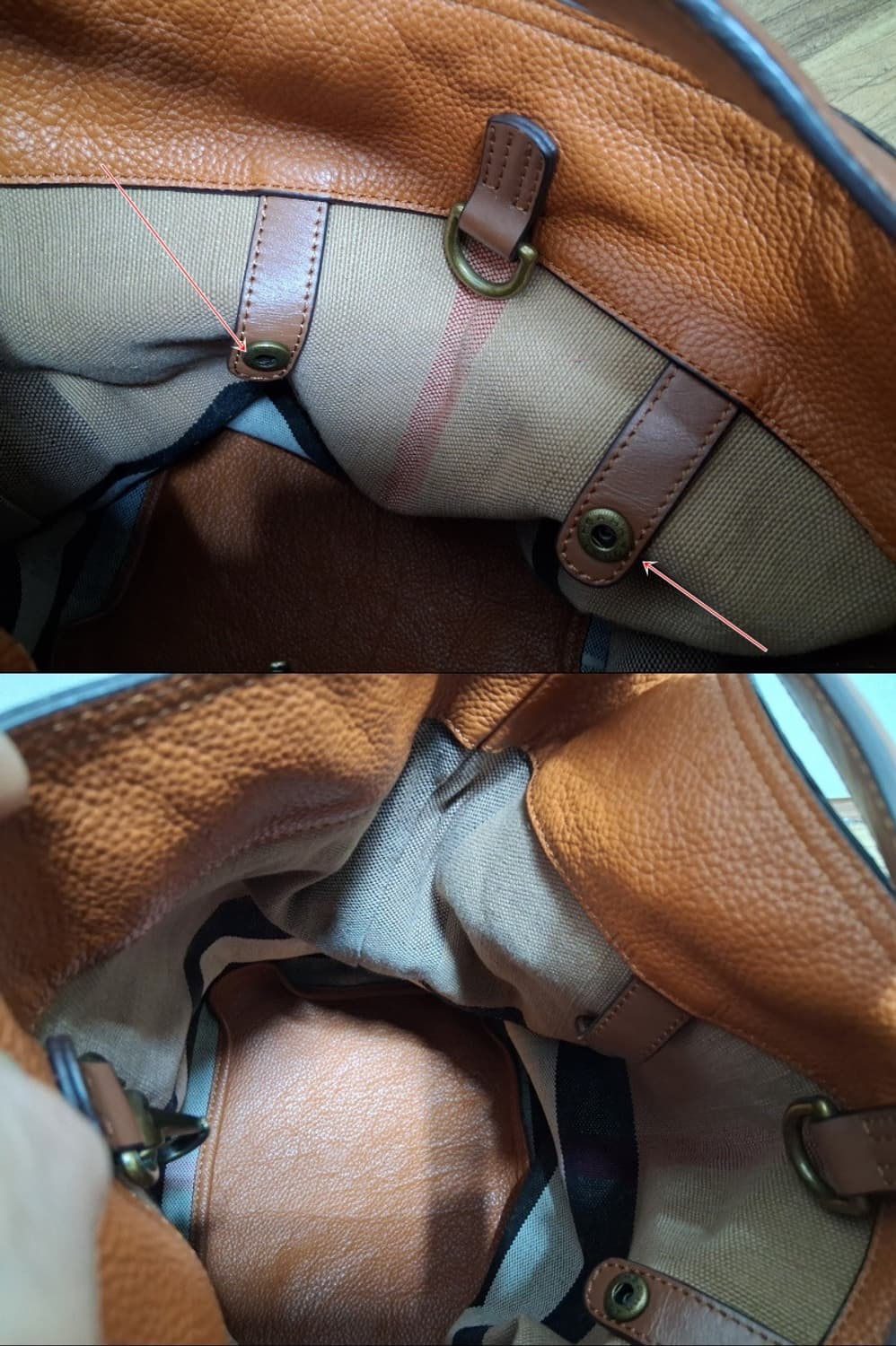 버버리 애쉬비 체크호보백 소가죽배색 큰사이즈 상품이미지7