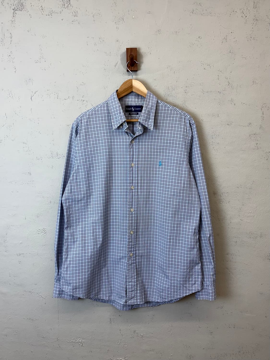 폴로랄프로렌 빈티지 하늘색 체크 셔츠 상품이미지1