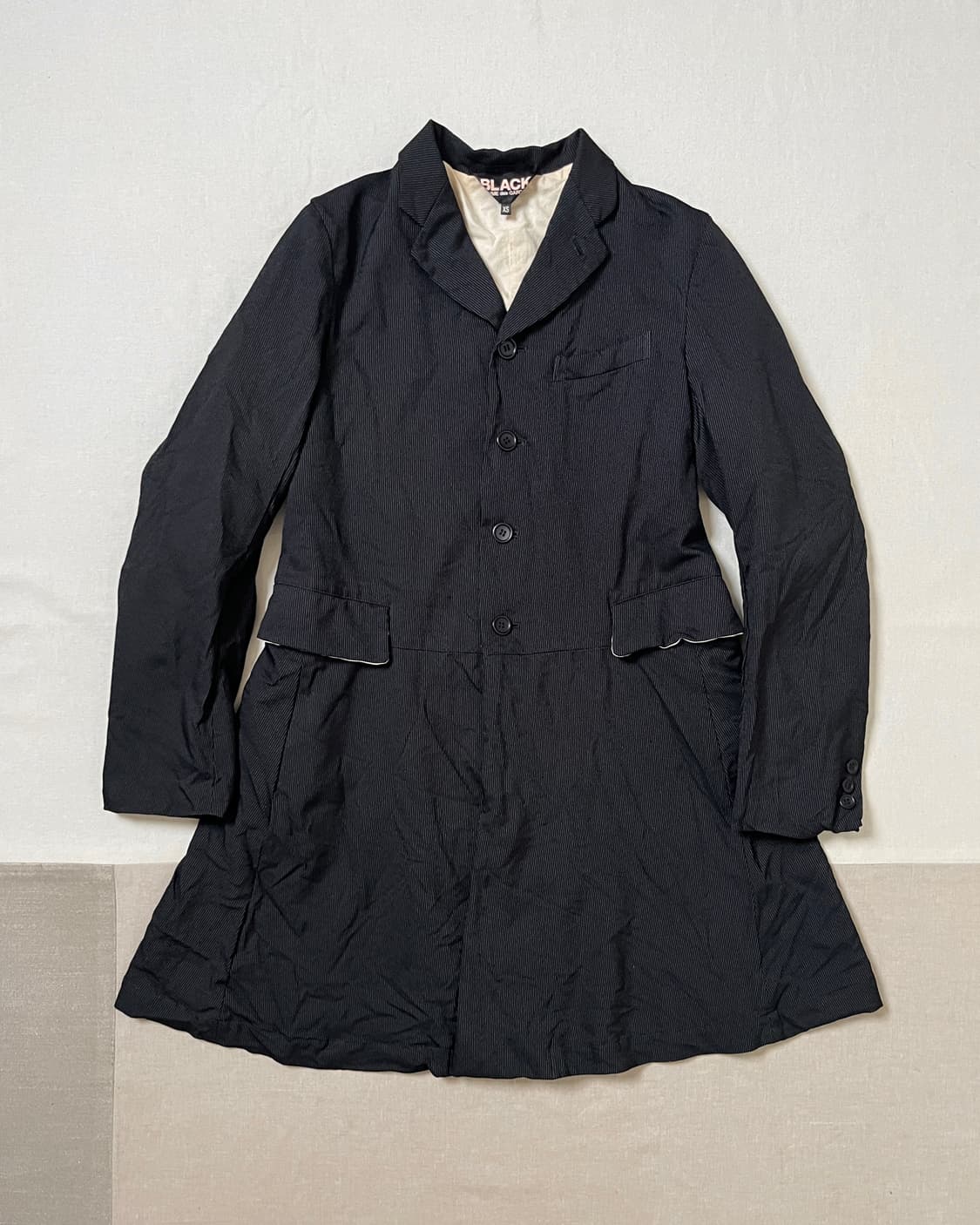 꼼데가르송 블랙 축융폴리 스트라이프 코트 comme des garcons 상품이미지1