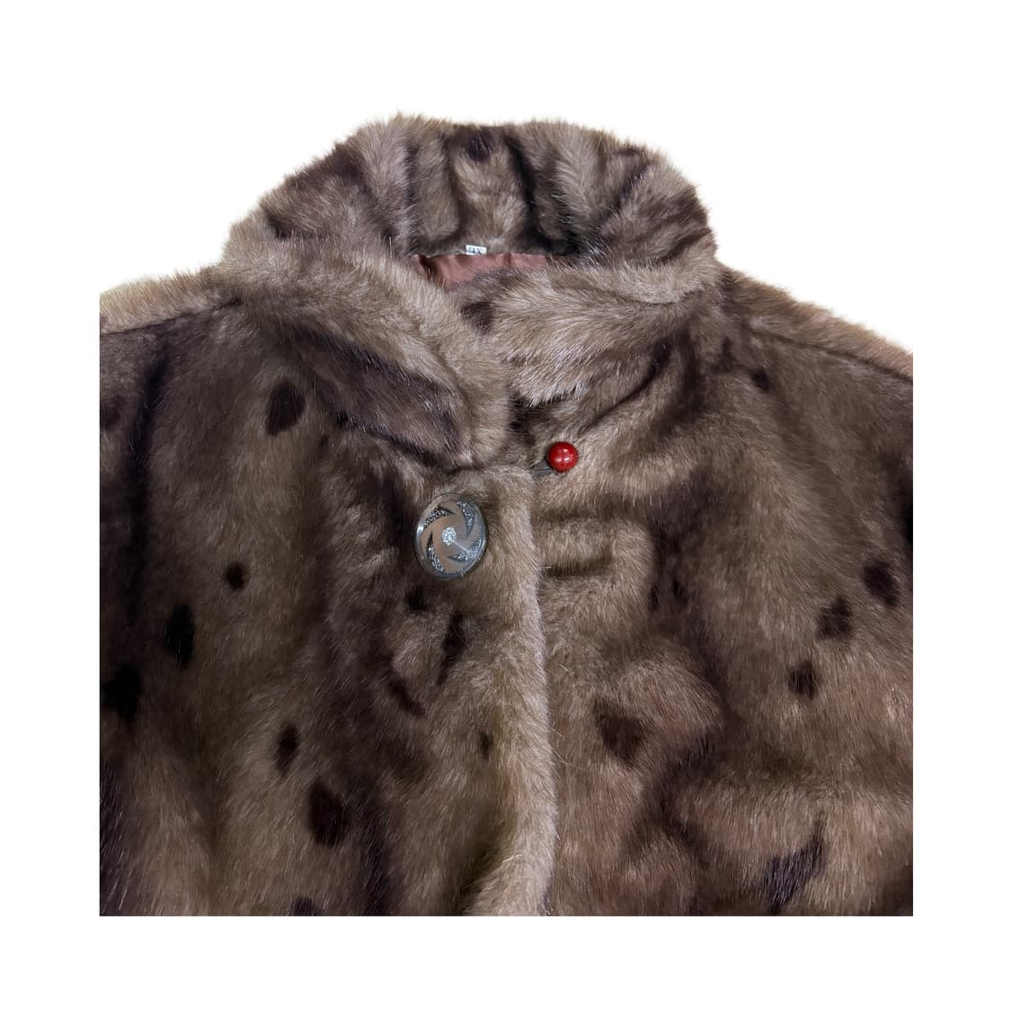 빈티지 브라운 스폿 퍼 코트 상품이미지5