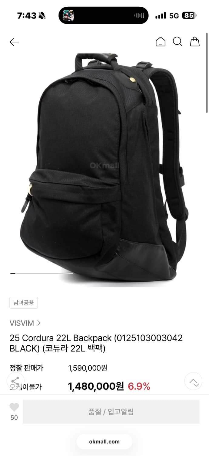 비즈빔 발리스틱 코듀라 22L 백팩 상품이미지10