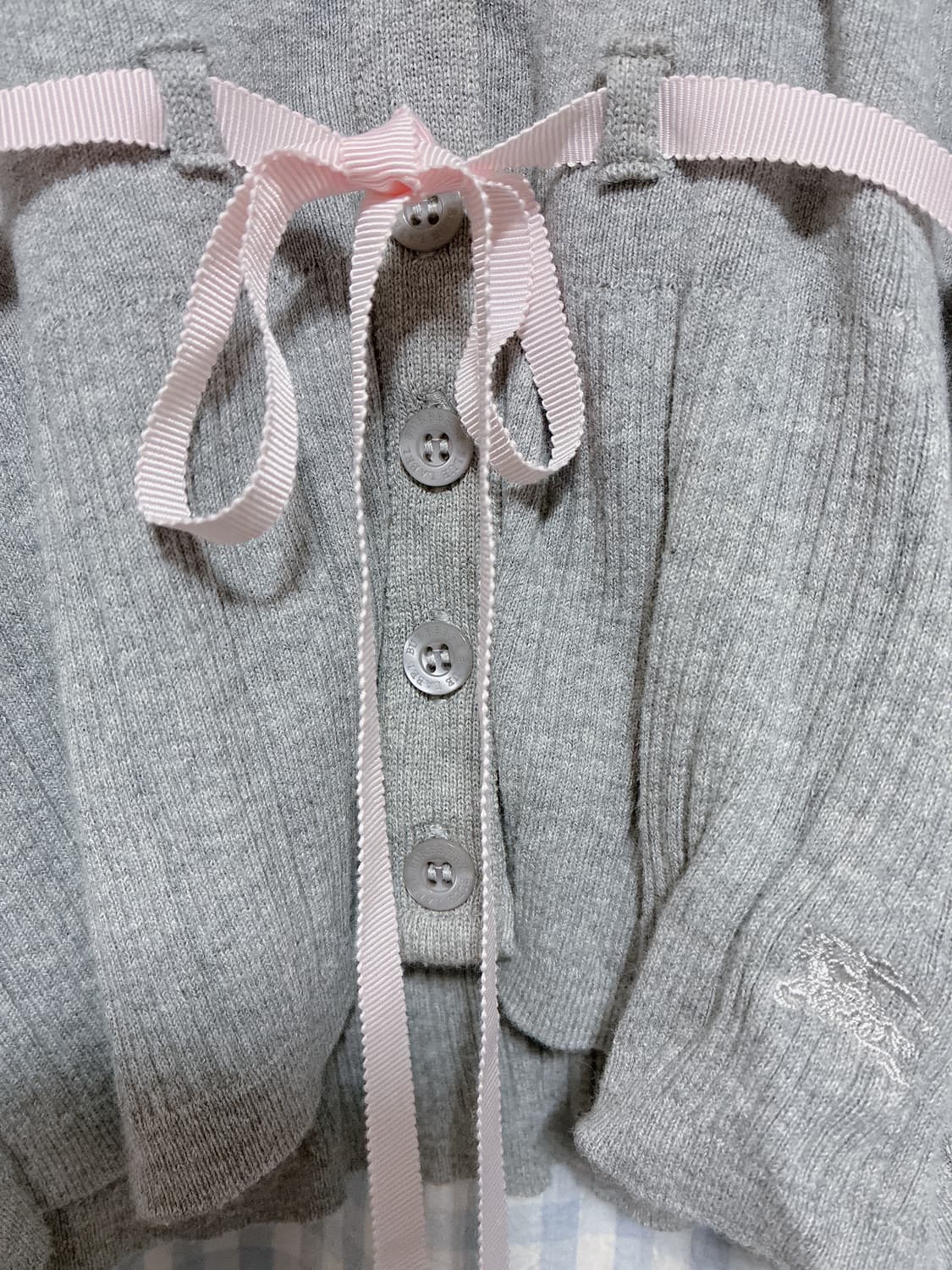 (마지막가격인하)버버리 블루라벨 발레코어 반소매 그레이 리본 가디건 상품이미지2