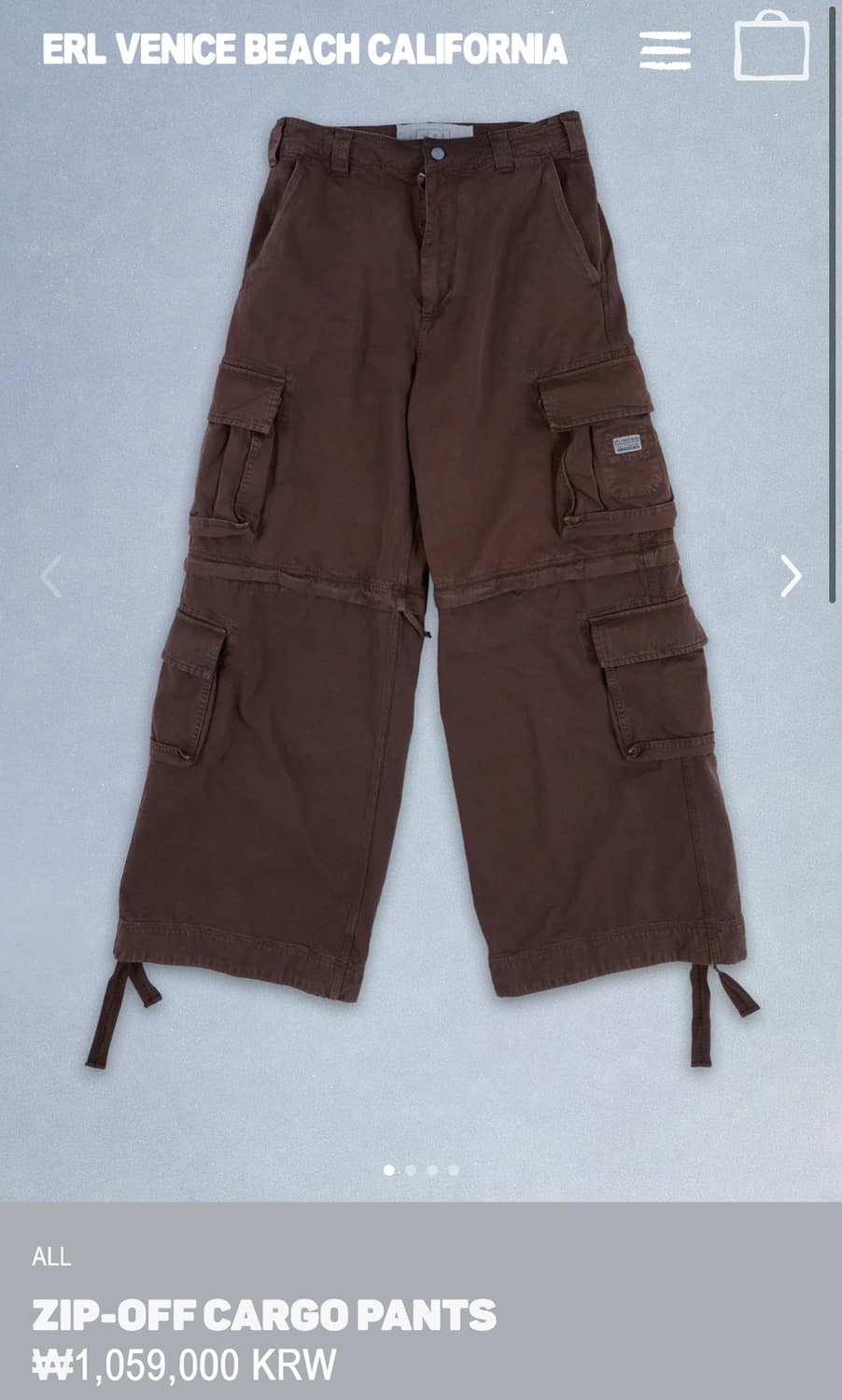 [S]이알엘 ERL 25fw 카고 팬츠/브라운 상품이미지5