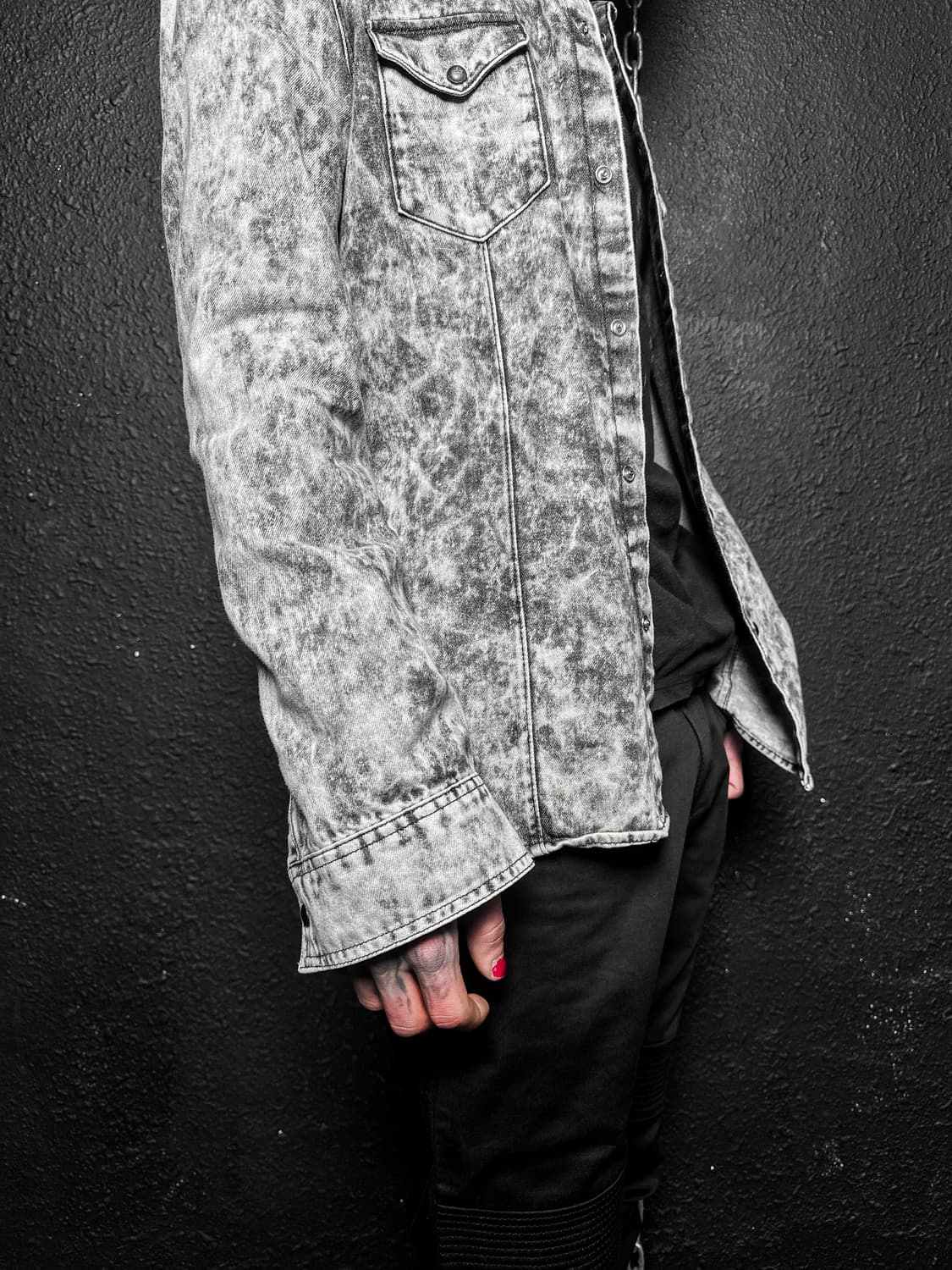 Acid Wash Denim Western Shirt 상품이미지4