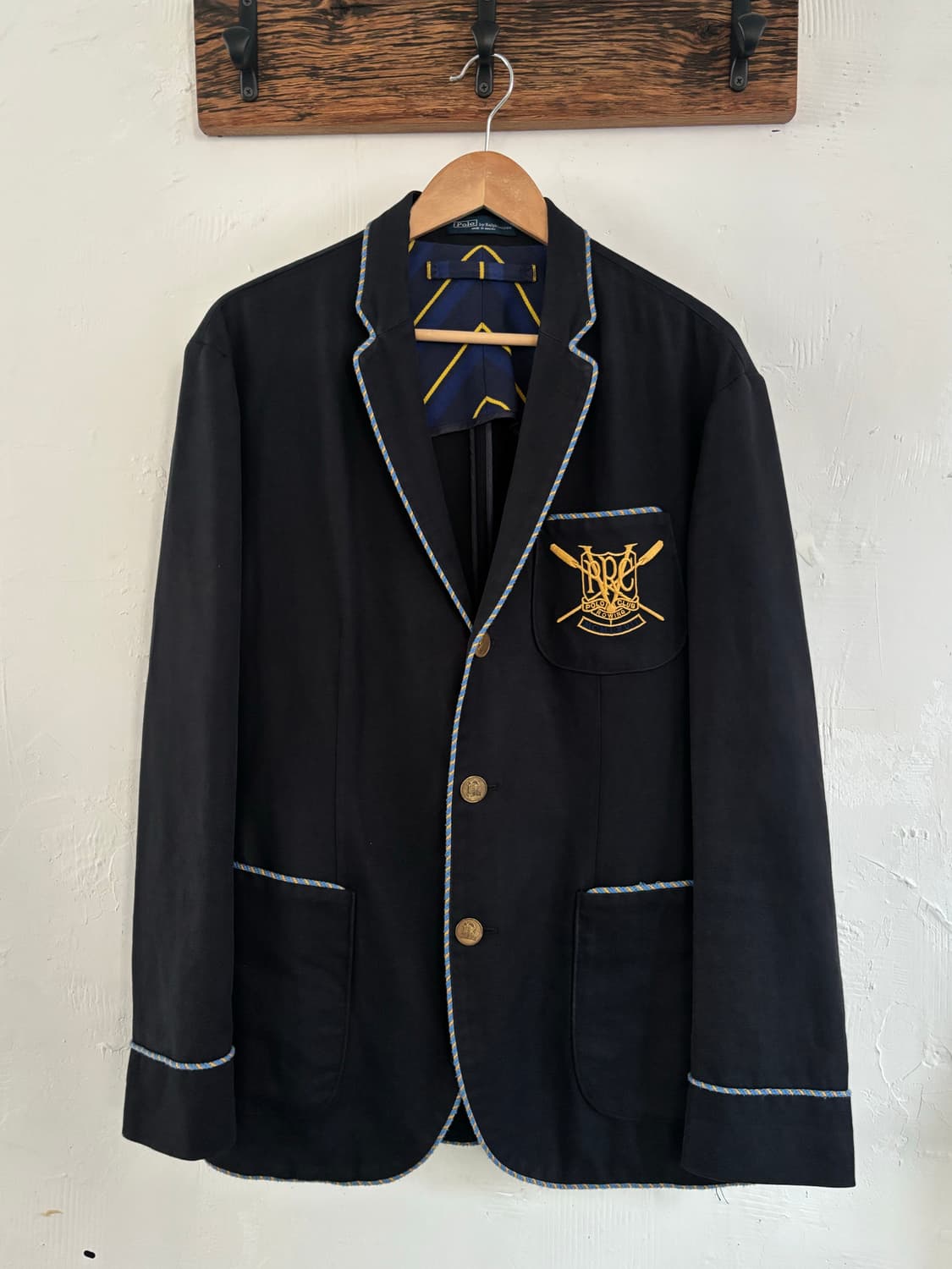 Polo 폴로 랄프로렌 네이비 엠브로이드 파이핑 블레이저 자켓 상품이미지1