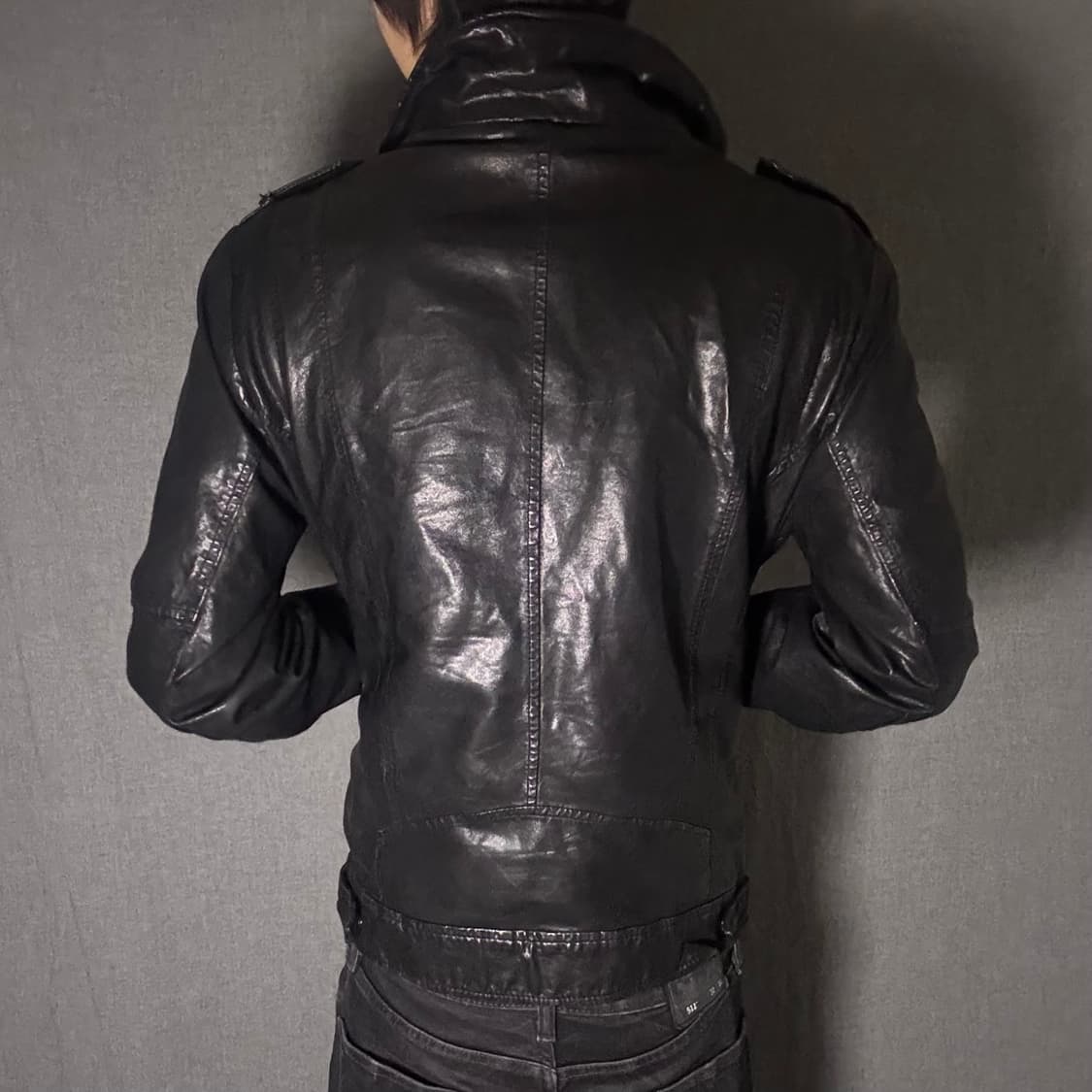 high neck lamb skin pocket jacket 상품이미지7