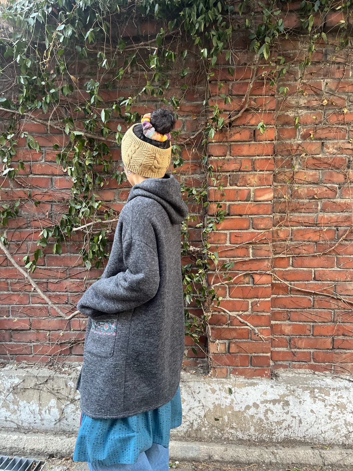 티티카카 차콜 그레이 후드 코트 상품이미지5