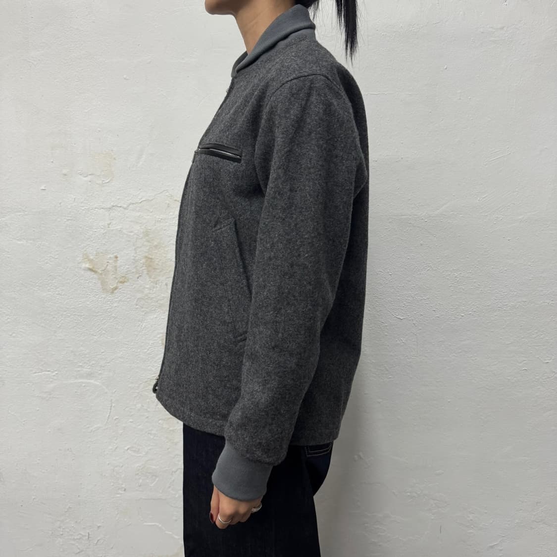 빔즈 플러스(BEAMS+) x TUBE 차콜 울 혼방 숄 카라 블루종 상품이미지2