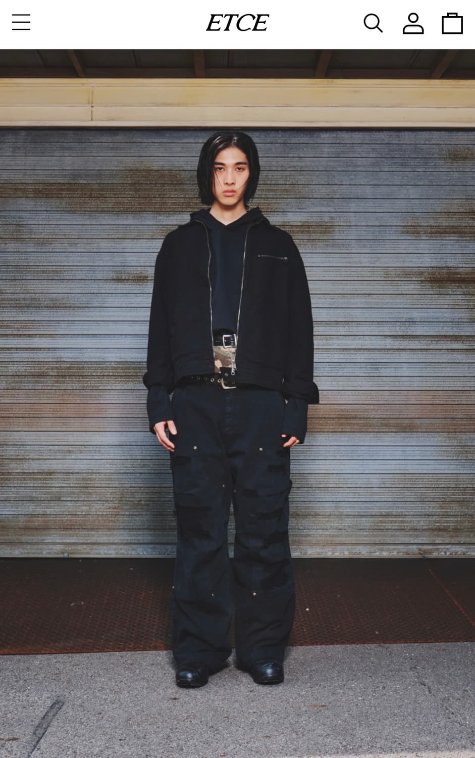 etce double knee destroyed black L사이즈 상품이미지3