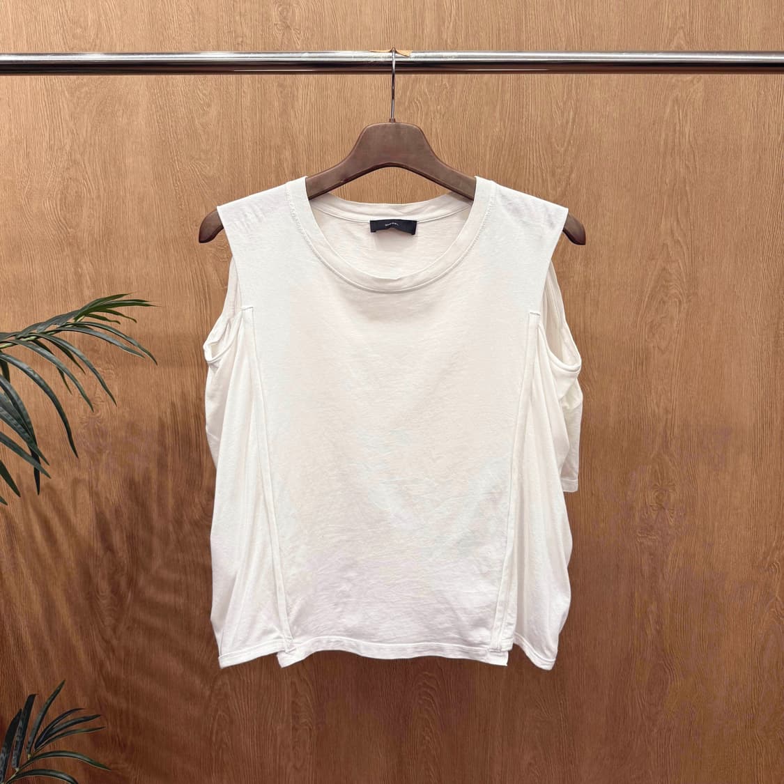 디젤 레이어드 반팔 티셔츠 컷아웃 숄더 디테일 루즈핏 화이트 상품이미지1