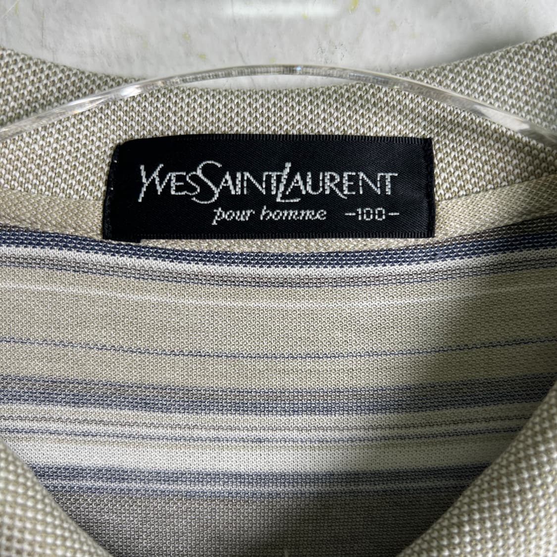 YSL 입생로랑 빈티지 스트라이프 반팔 카라 티셔츠 100 상품이미지3