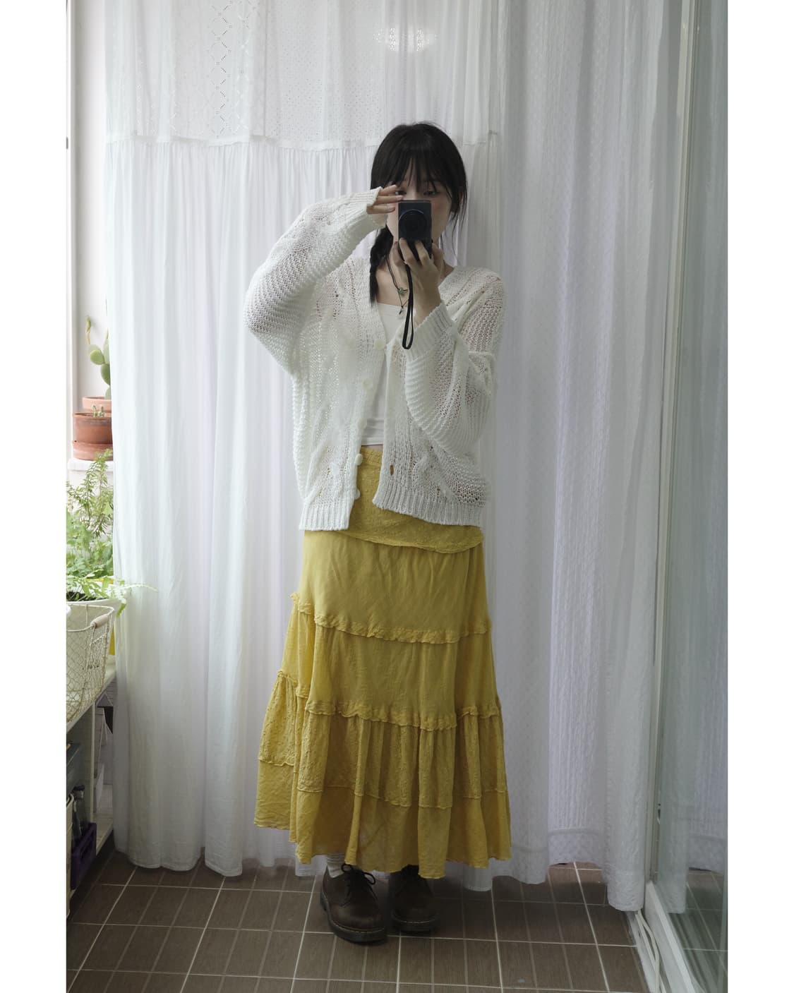 mustard vintage skirt 상품이미지1
