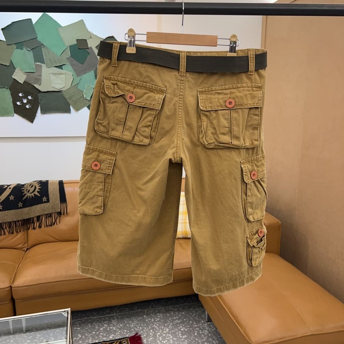 빈티지 벨티드 멀티포켓 카고팬츠 반바지 S C04545  상품이미지2