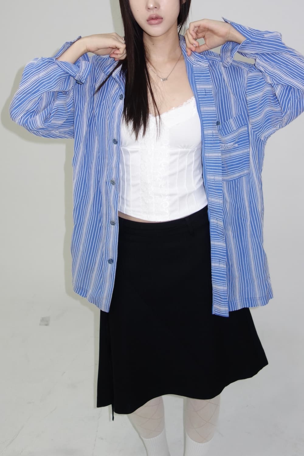 스카이 스트라이프 셔츠 상품이미지1