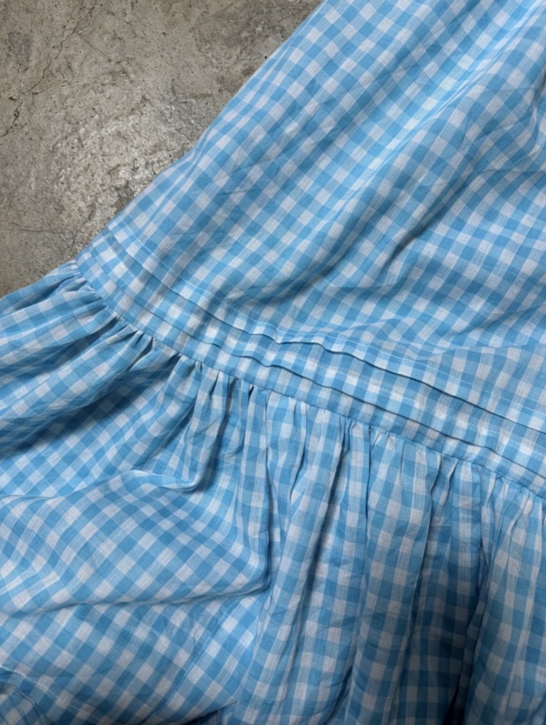 70s Prairie Dress 블루킹엄체크 빈티지 드레스 상품이미지10