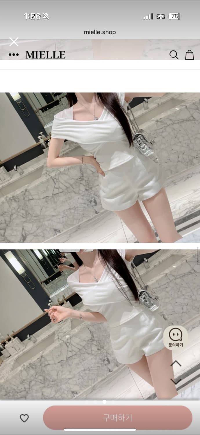 미엘르 세렌느 새틴 레그 숏팬츠 화이트 S 새상품 상품이미지3