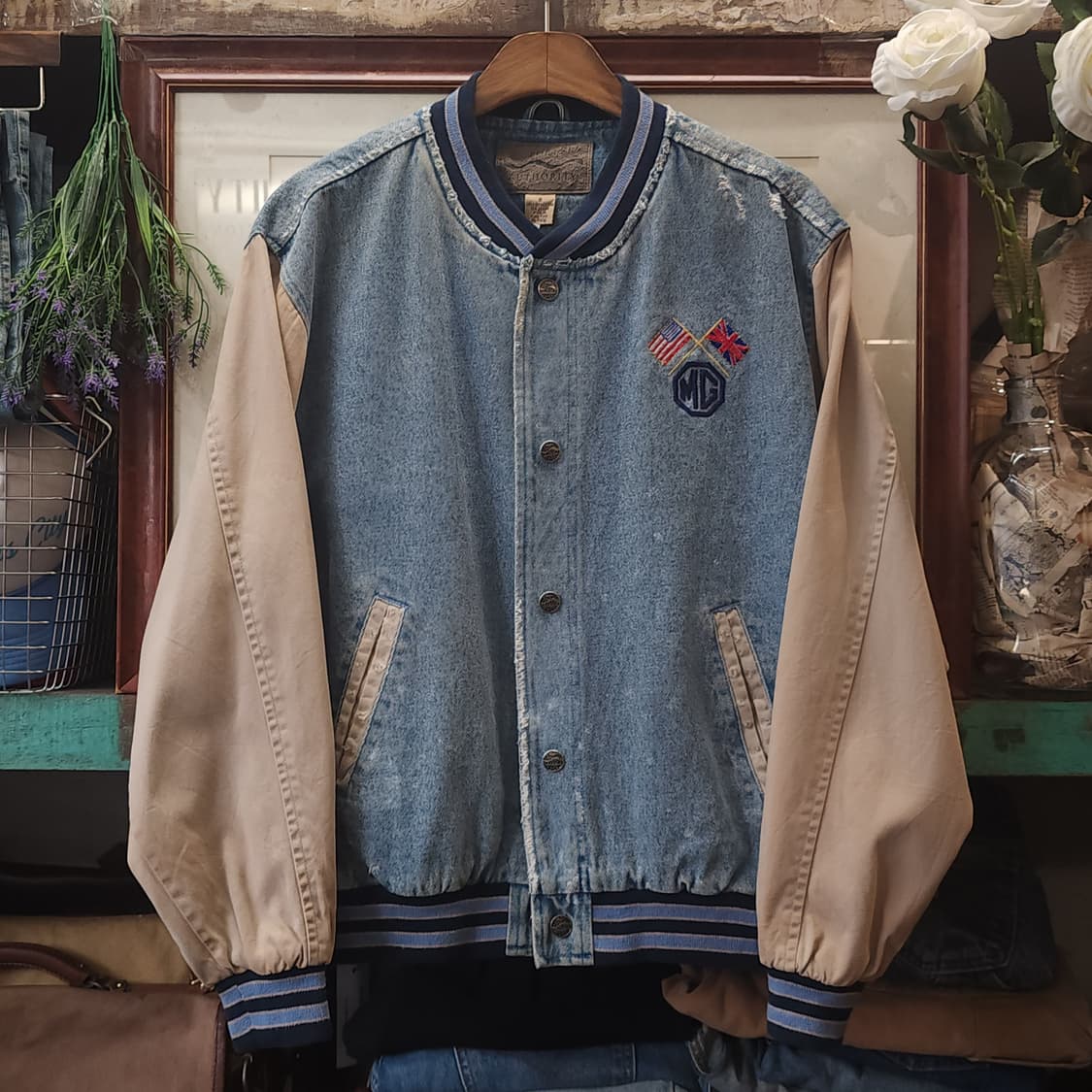 90s 빈티지 데님 바시티 자켓 연청 블루종 자켓 s 상품이미지1