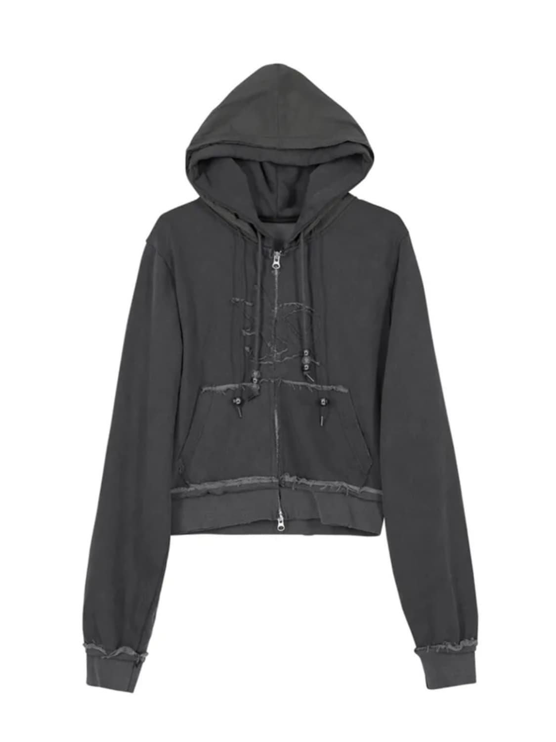 플레어업 후드집업 Layered Zip Hoodie Charcoal1 상품이미지2