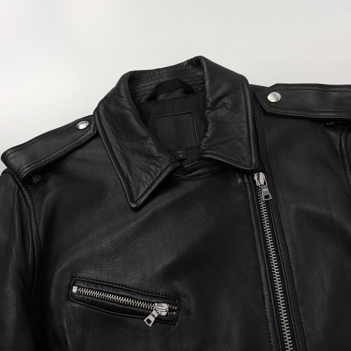 갭 리얼레더 양가죽 바이커 사선 라이더 가죽자켓 상품이미지4