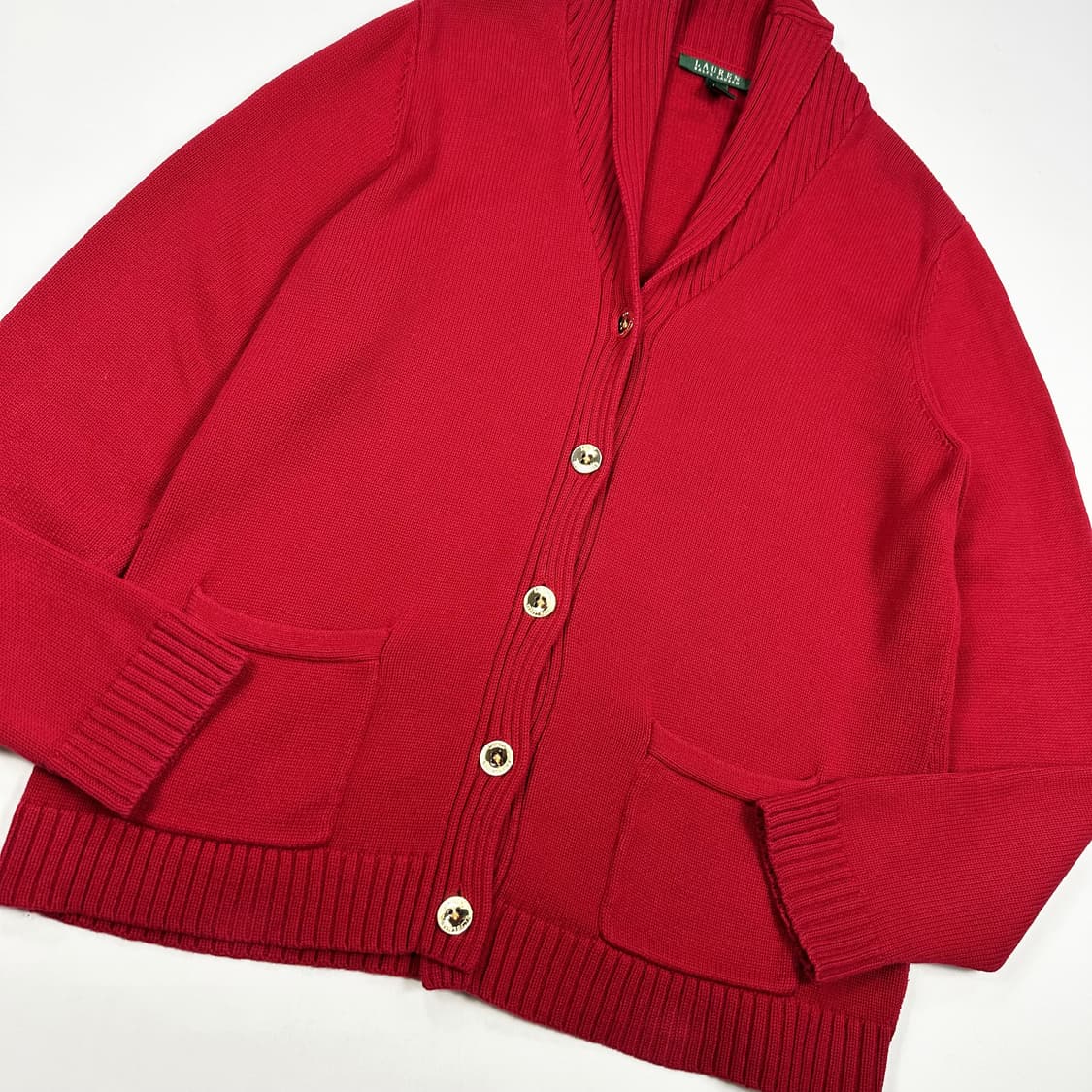 폴로 랄프로렌 여성 클래식 금장 숄카라 니트 가디건 여성XL 상품이미지3