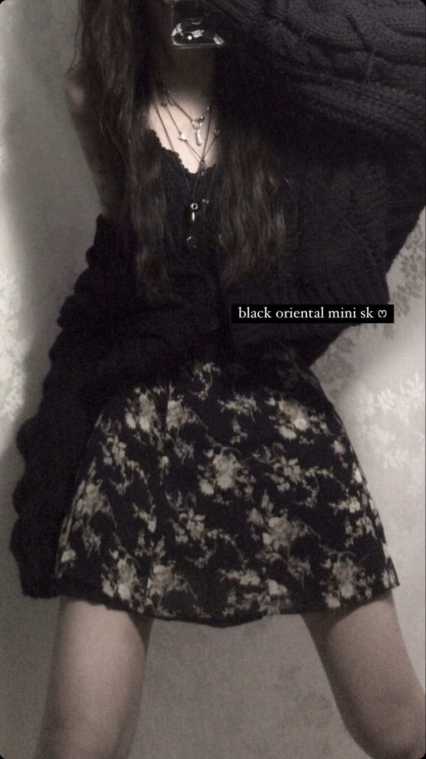 묘오우빈티지 블랙 오리엔탈 미니 스커트. 모리걸 상품이미지4