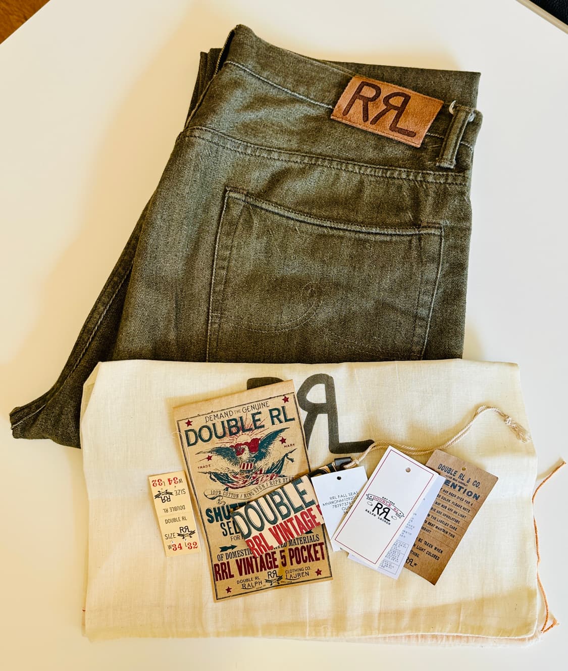 RRL 더블알엘 빈티지 5 포켓 올리브 셀비지 데님 34사이즈 신품급 상품이미지5