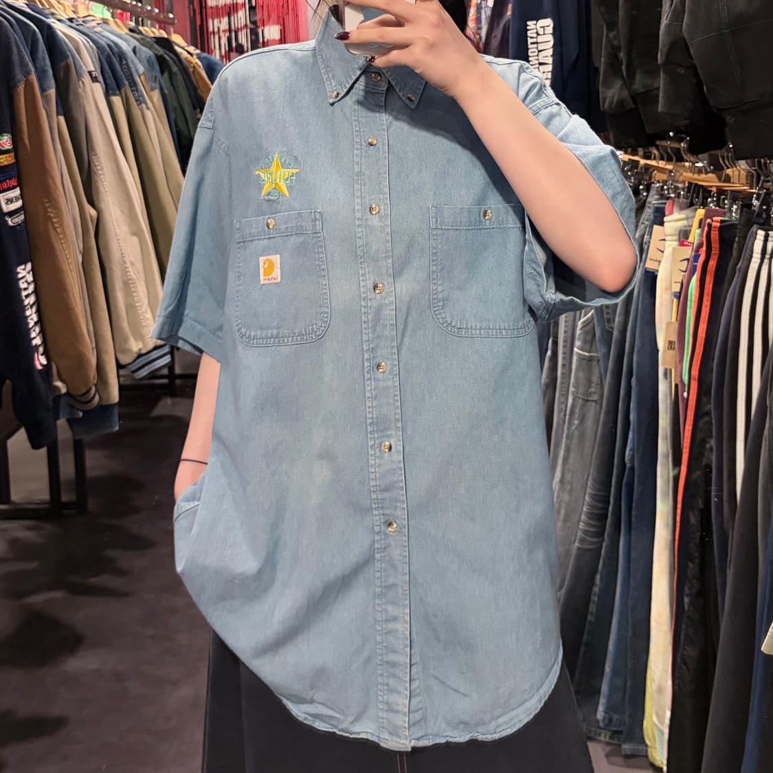 [IM] Carhartt 칼하트 데님 반팔 셔츠 연청 상품이미지2