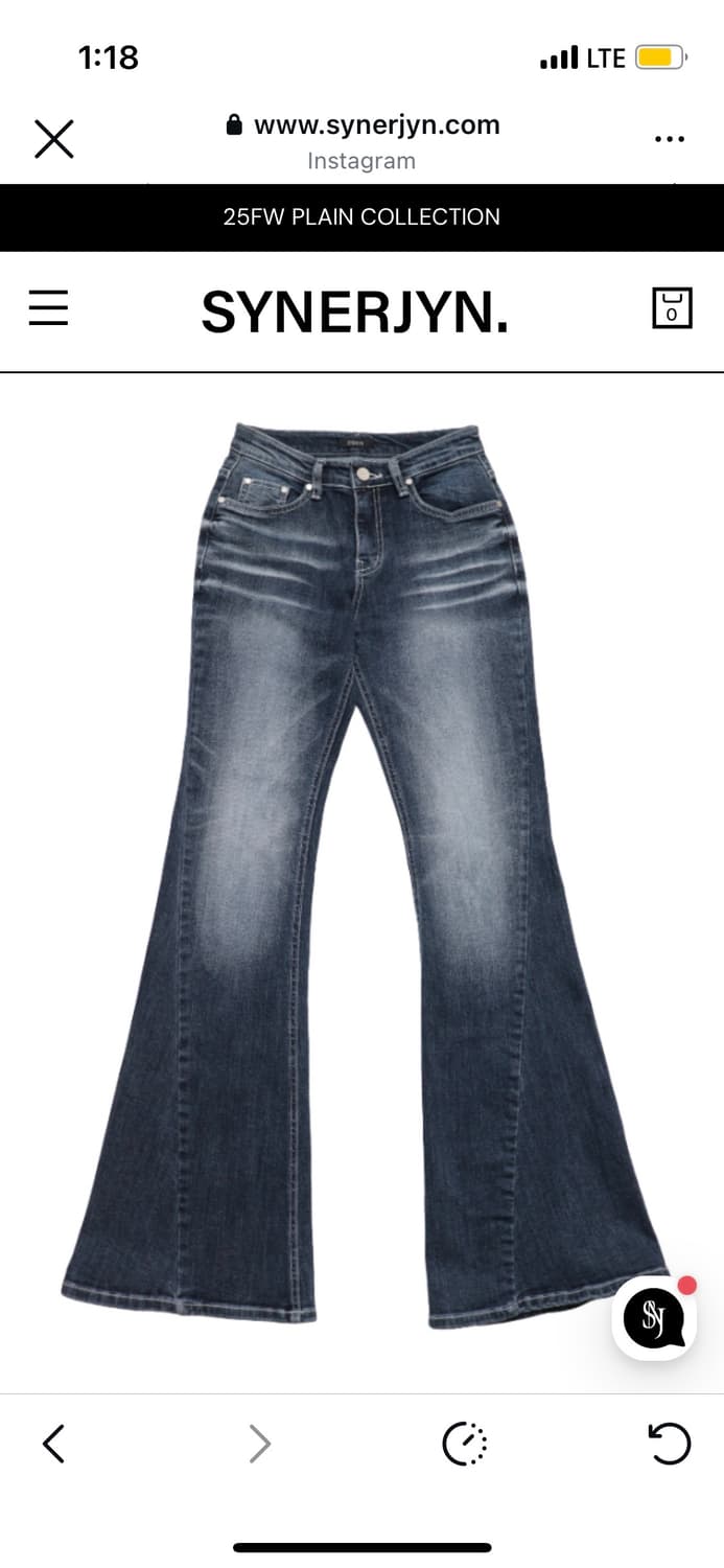 시너진 브러쉬 캣 워싱 데님 팬츠 딥 블루 (카리나 착용) 상품이미지1