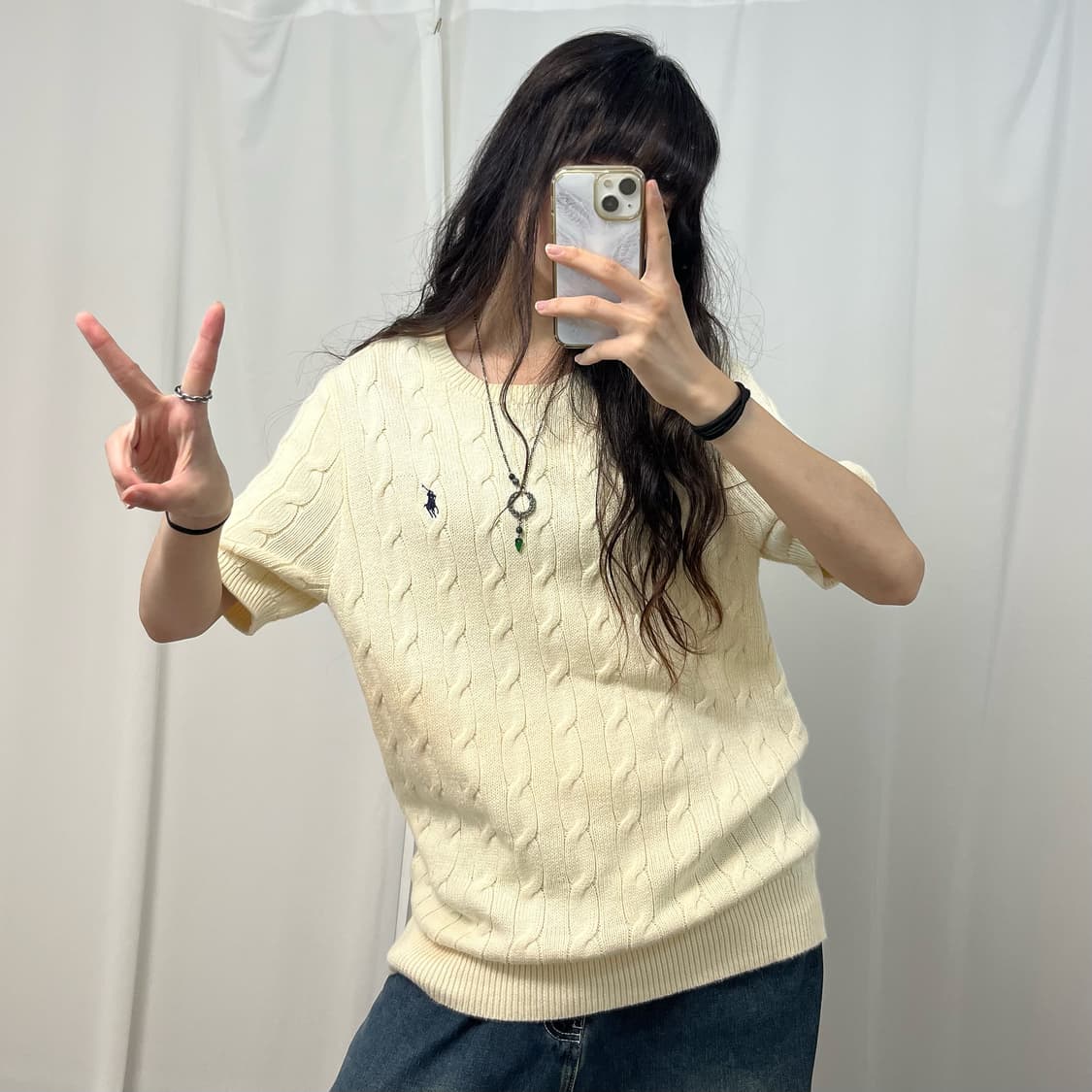 Polo ivory short-sleeve knit 상품이미지2