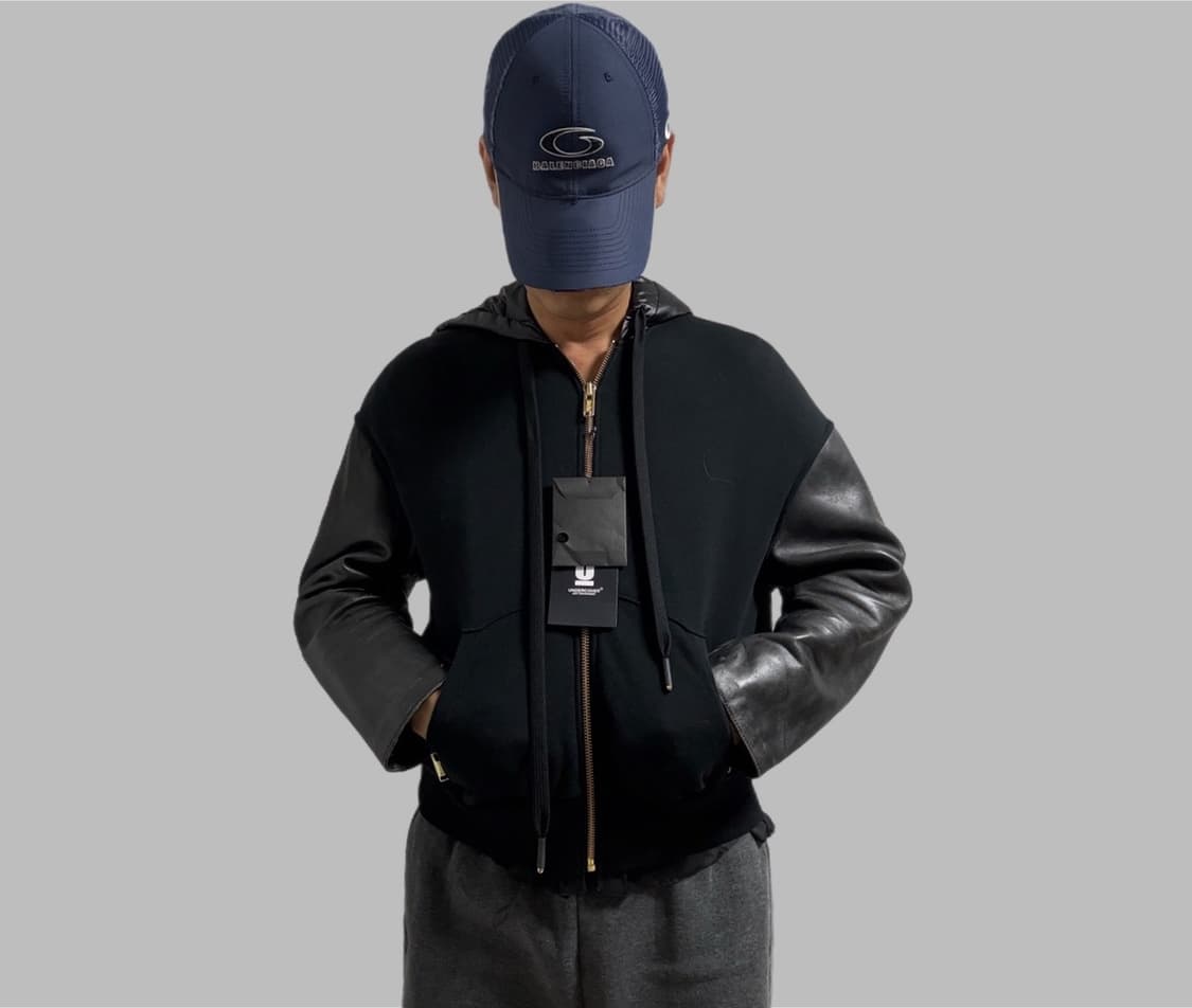 언더커버 24ss 양가죽 슬리브 나일론 후드 집업 상품이미지1