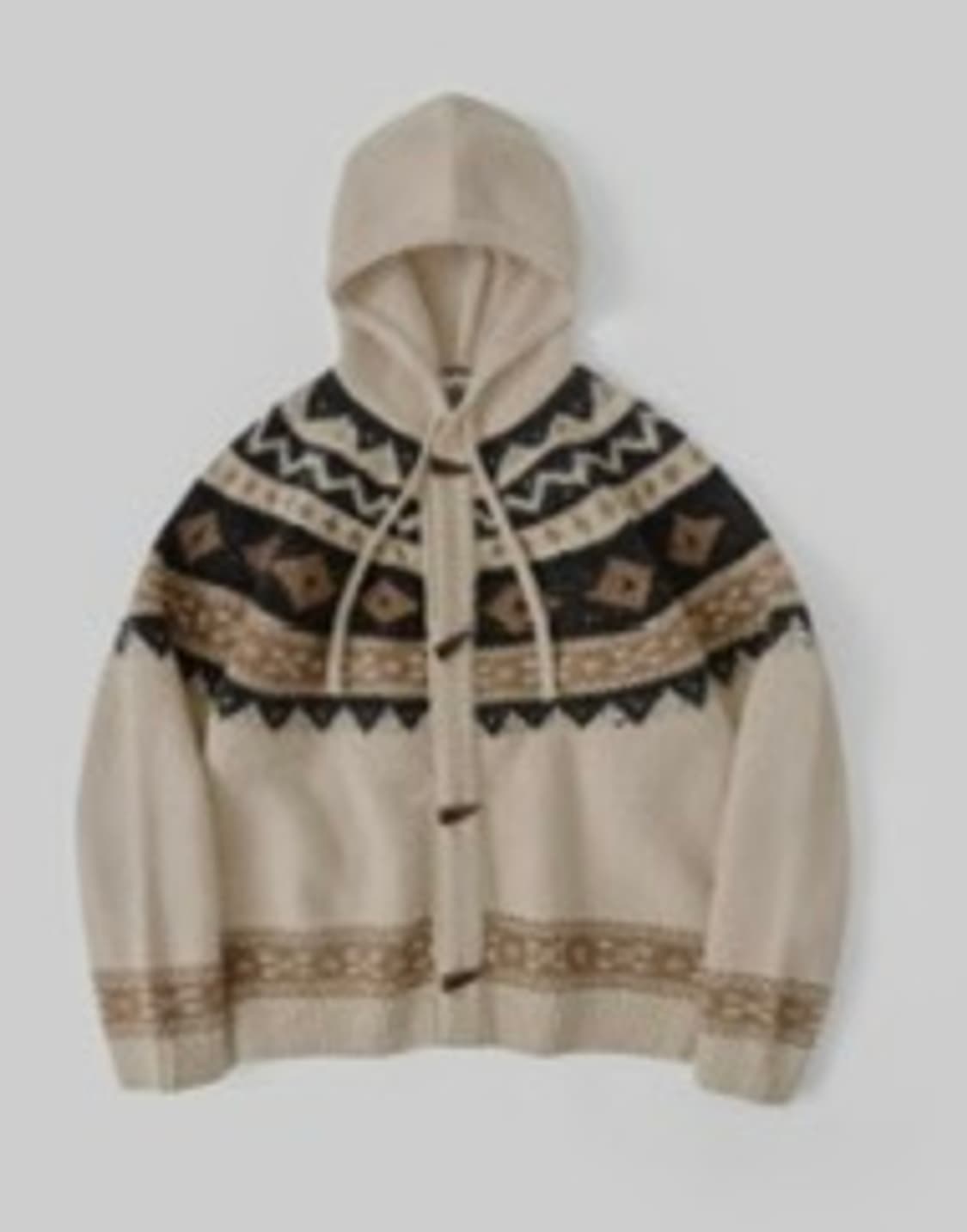 라퍼지스토어 울 자카드 후드 더플 니트 상품이미지1