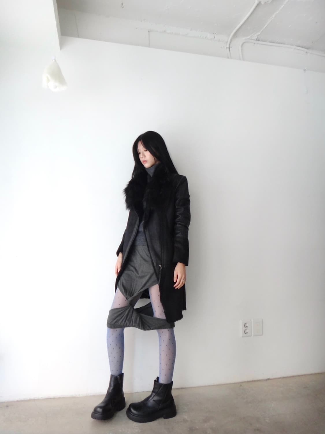 Fur mix lined chic jacket / black 상품이미지7