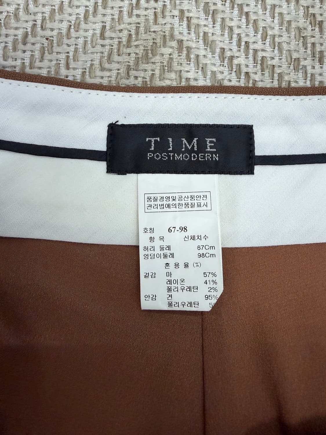 정품) 타임 한섬 브라운 숏팬츠 반바지 67(28) 상품이미지7