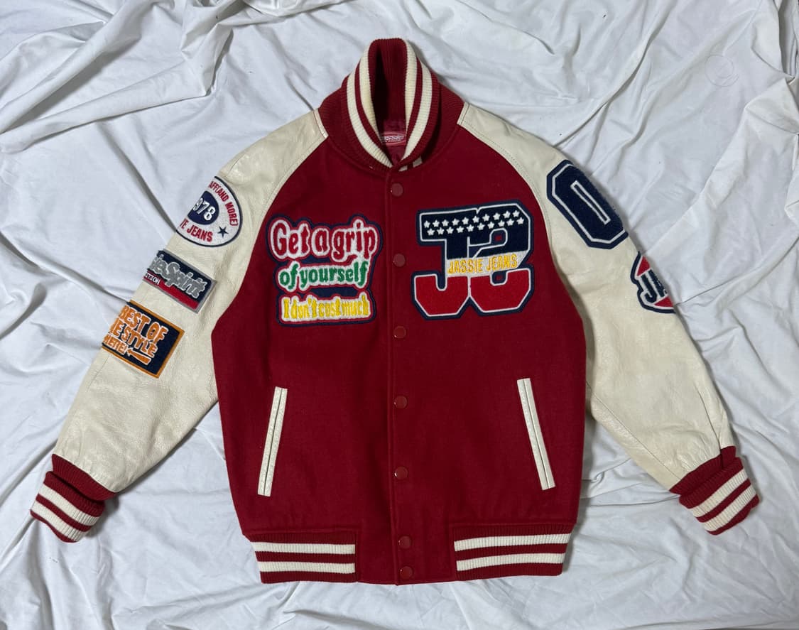 Jassie 돈피 울 자수 바시티 자켓 상품이미지2