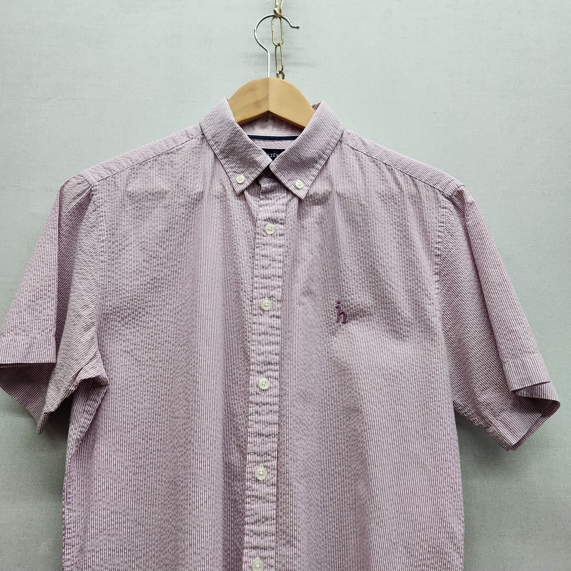 헤지스 로고 시어서커 반팔셔츠 100(M~L) 상품이미지2