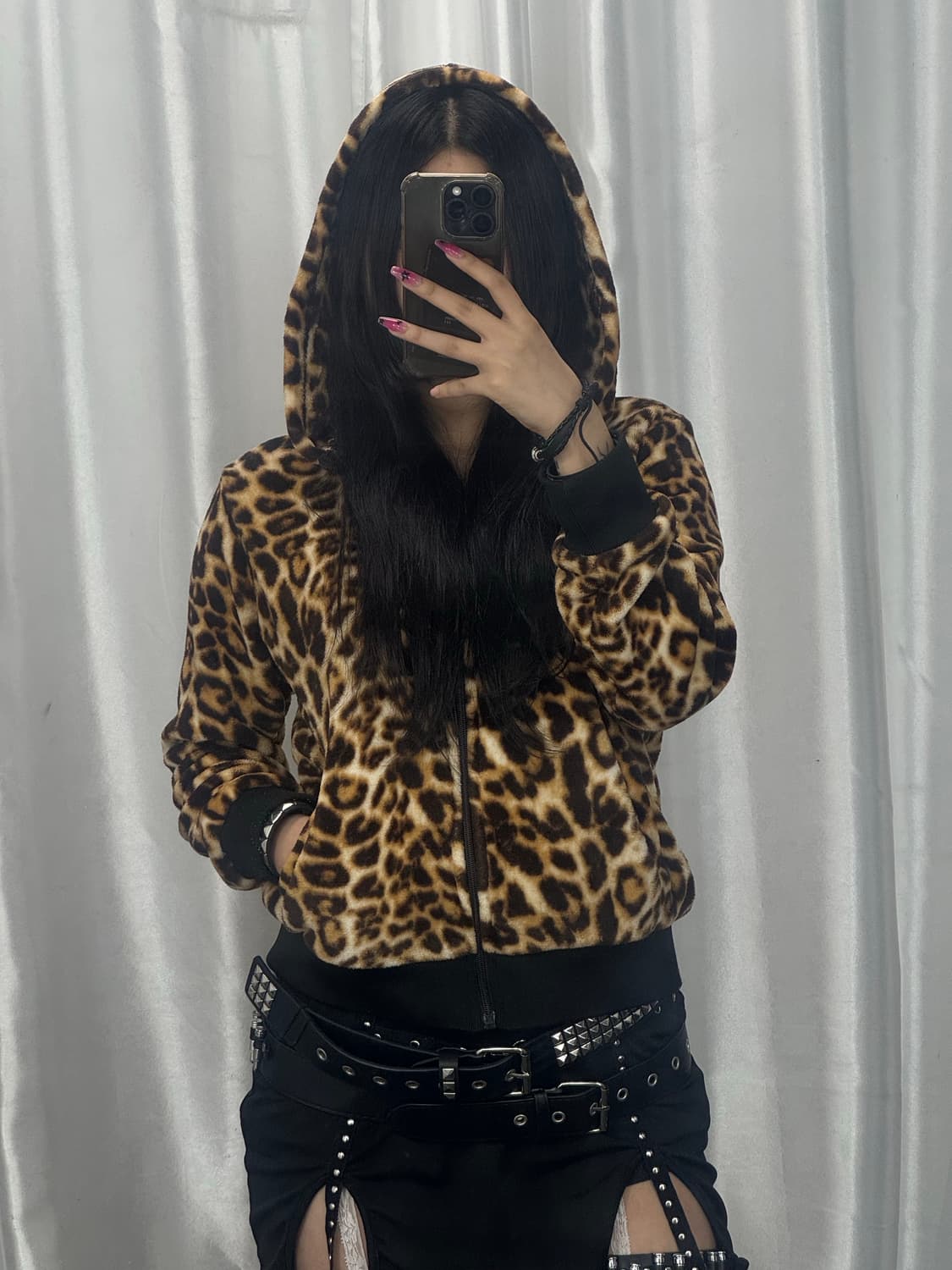 leopard hooded fleece 상품이미지2