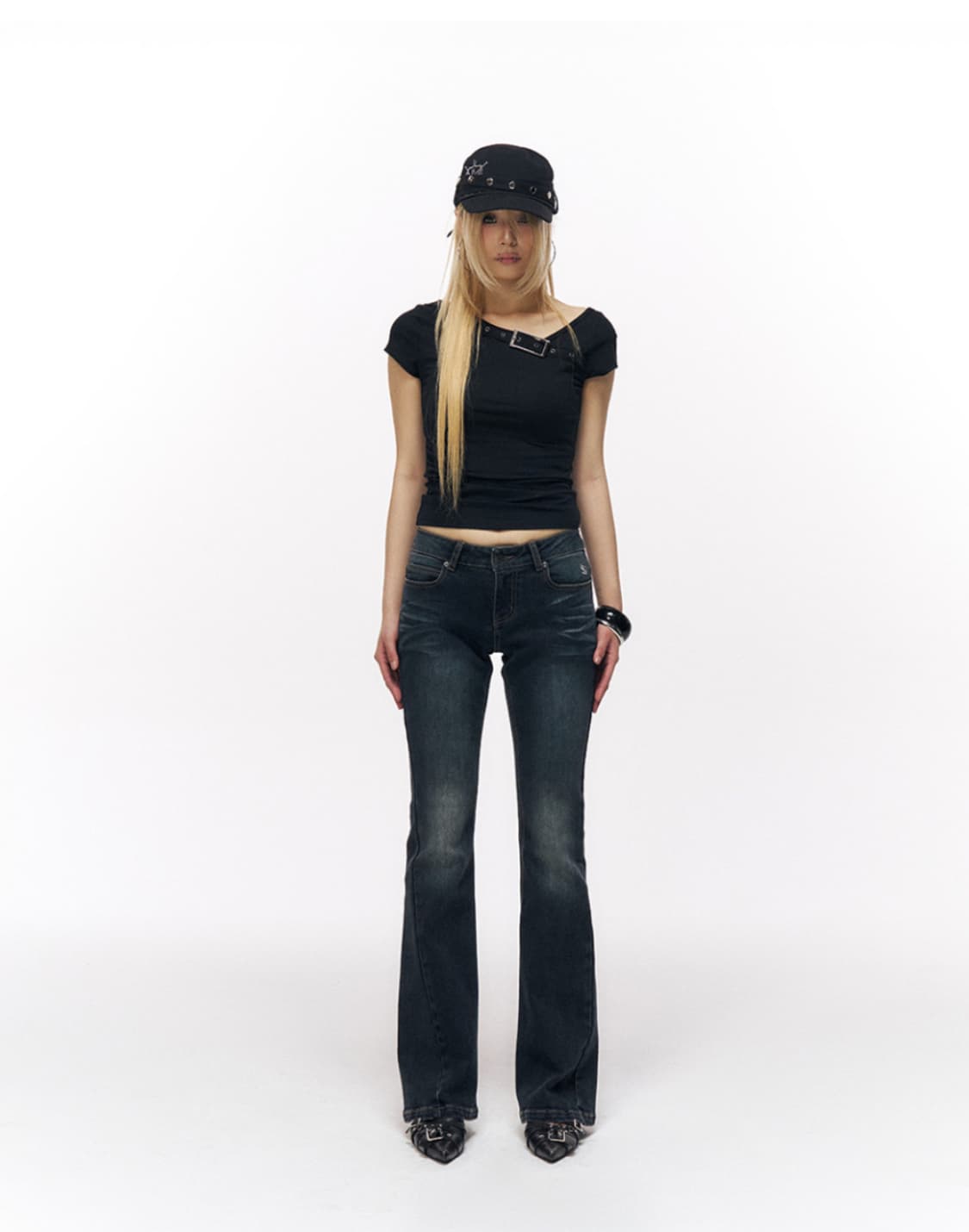 unbalanced belted top black 상품이미지2
