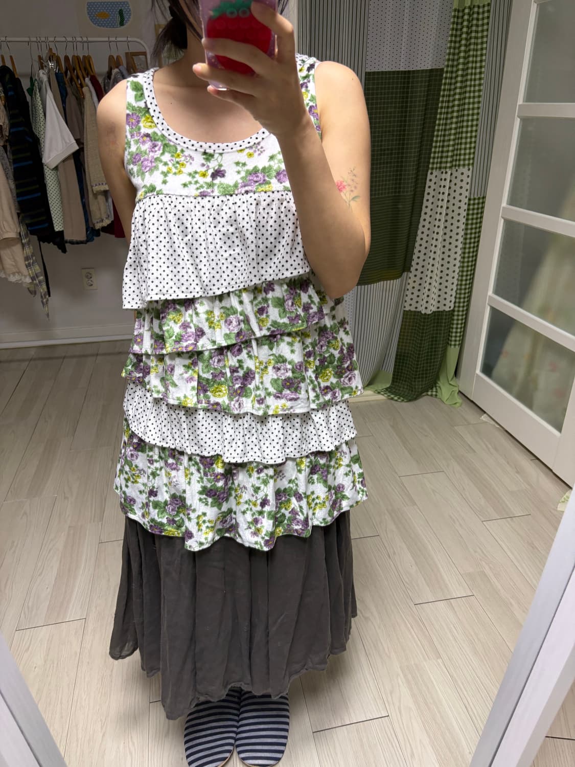 플라워 도트 캉캉 슬리브리스 상품이미지9