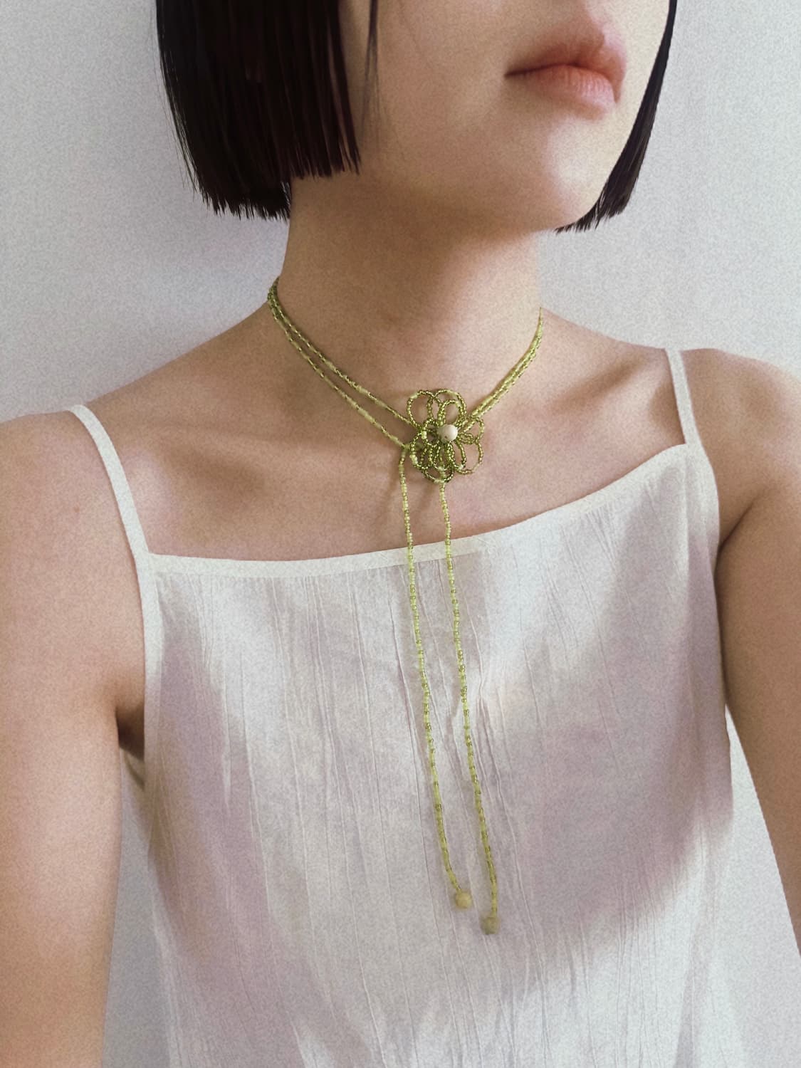 Vintage Green flower long necklace 상품이미지1
