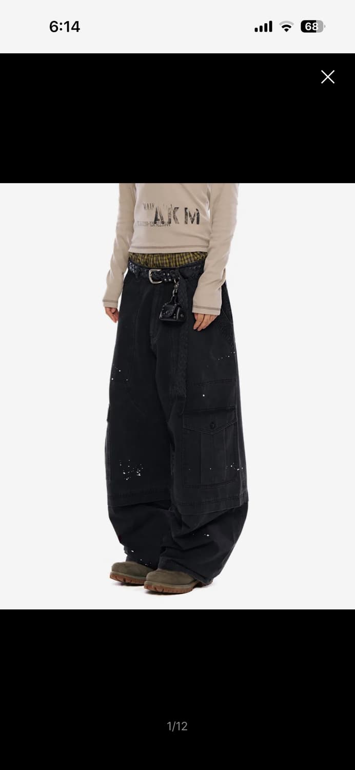 아캄 Painted Military Cargo Pants (Black) 상품이미지1