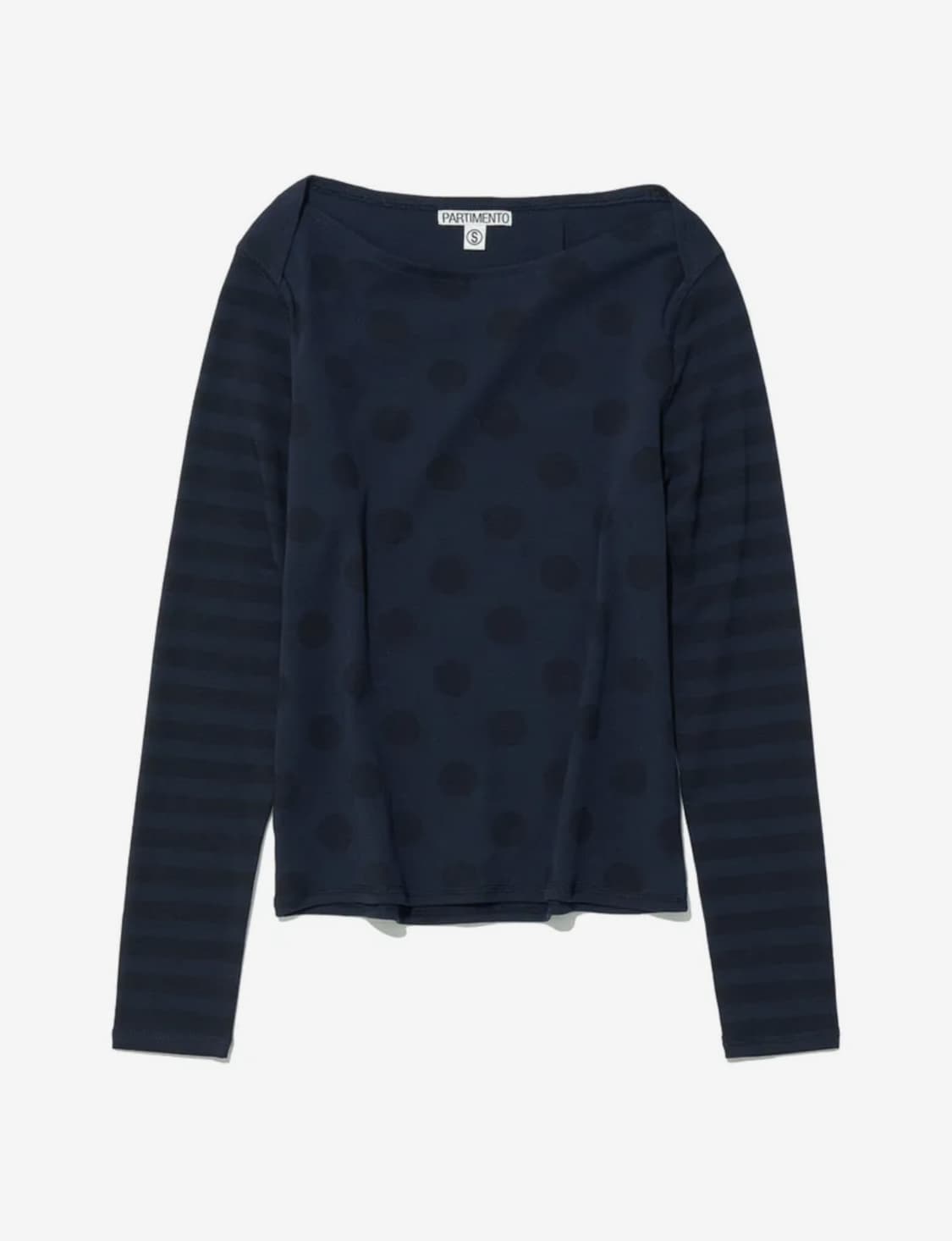 파르티멘토 우먼 도트 스트라이프 올오버 프린티드 롱슬리브 티_네이비 (M 상품이미지1