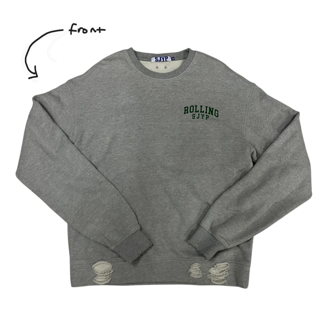 SJYP 데미지 프린팅 맨투맨 티셔츠 S 상품이미지1