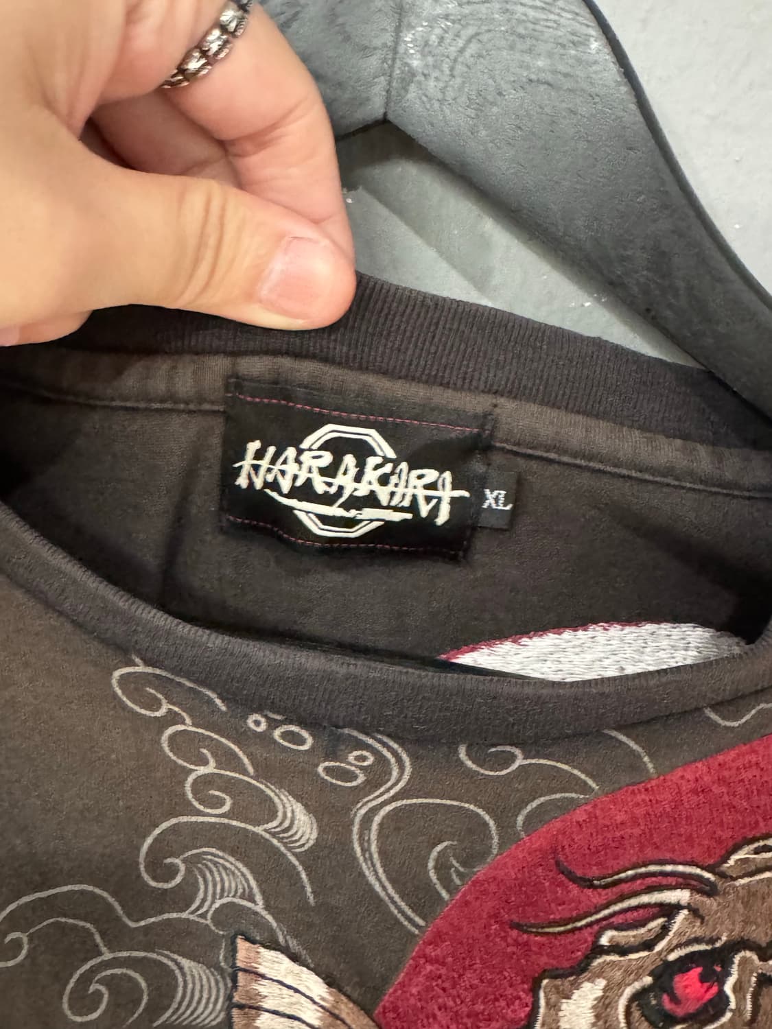 Harakari 오리엔탈 코이 사쿠라 자수 롱슬리브 상품이미지5