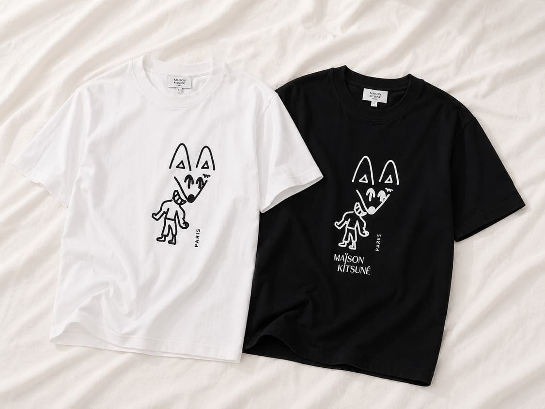 메종키츠네 파티폭스 반팔티 블랙/화이트 상품이미지1