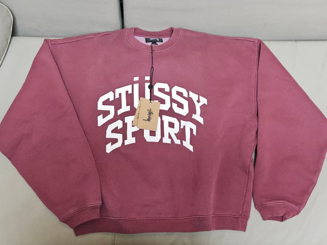 [새상품] 스투시 빅 크랙클 스포츠 크루 버건디 판매합니다 (버건디/L) 상품이미지2