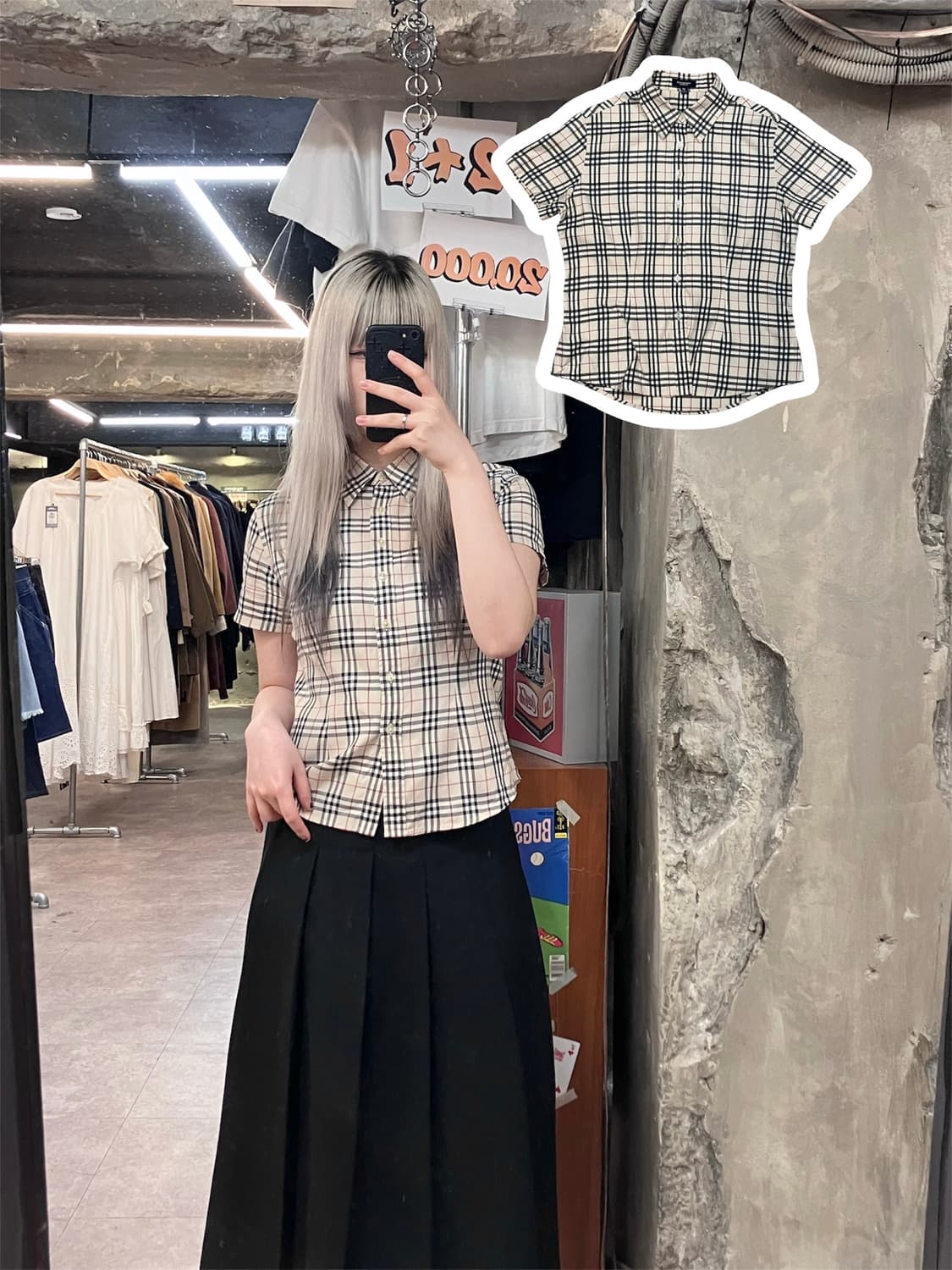 버버리 체크 반팔 셔츠 베이지 M #csz3872 상품이미지1