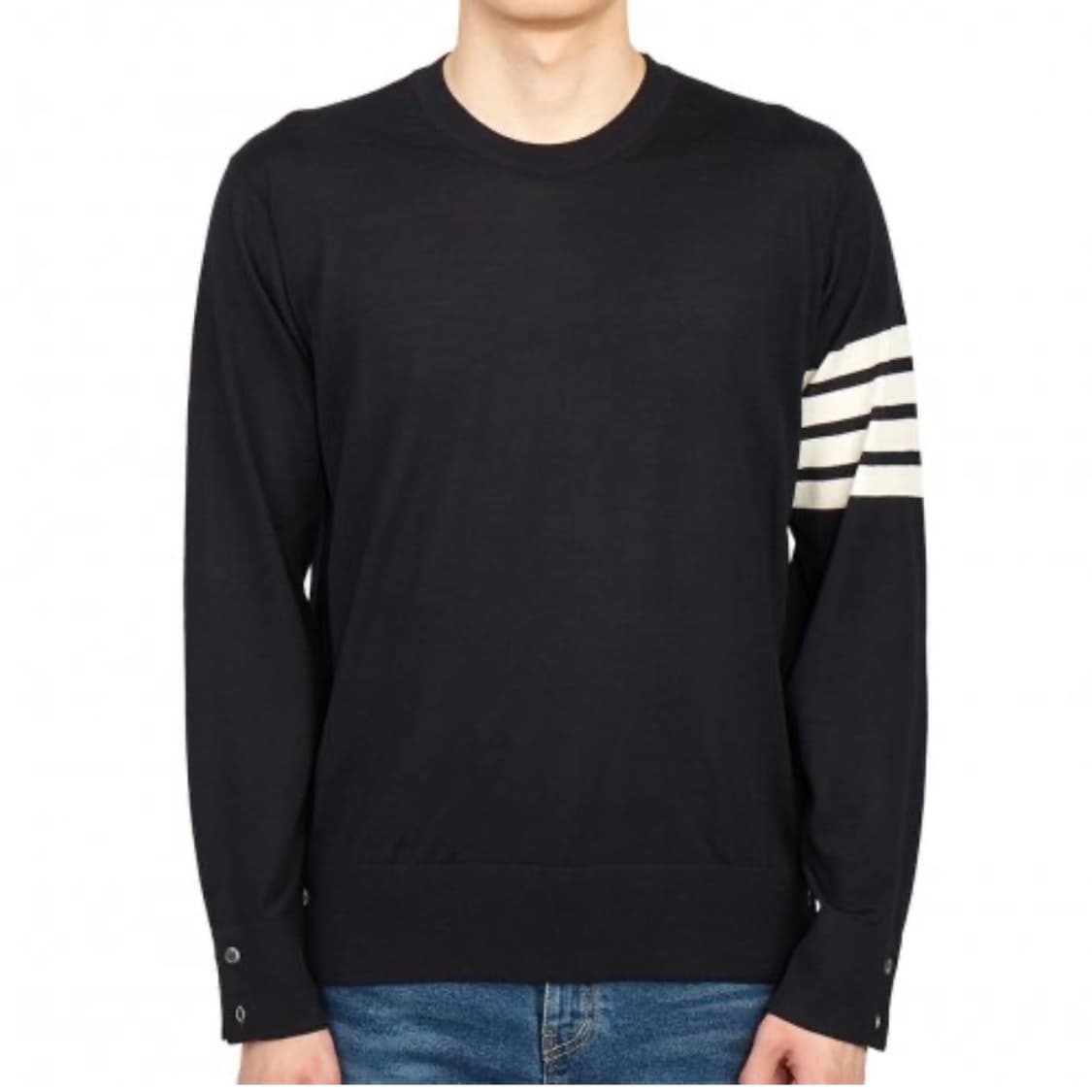 [S+급/5] 톰브라운 사선완장 메리노 울 니트 네이비 상품이미지8