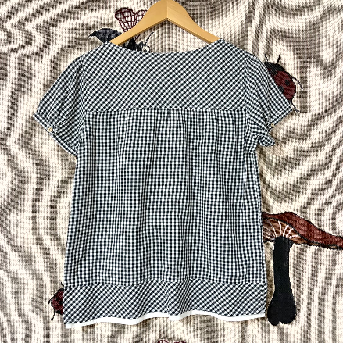 Navy natural 모리 체크 블라우스 상품이미지5