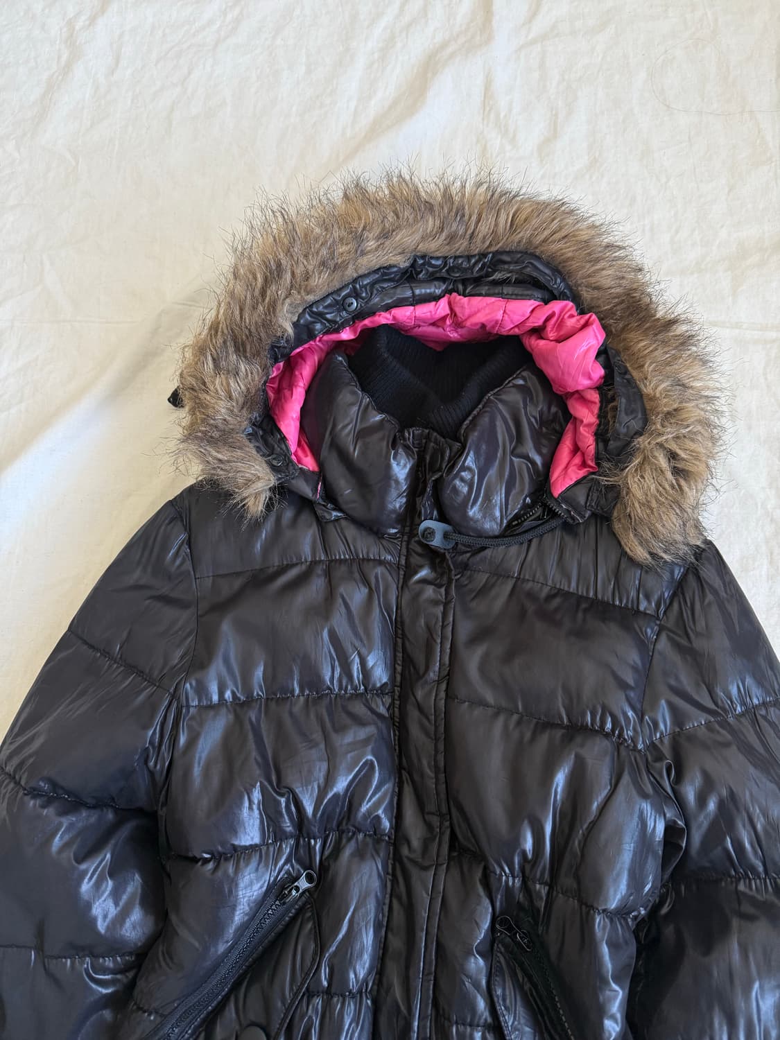 잉그니 블랙 갸루 펑크 y2k 세미크롭 패딩  상품이미지4