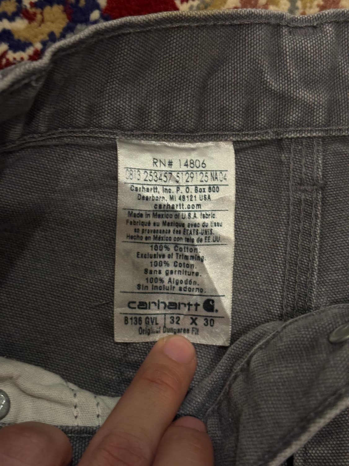 [B136] 빈티지 칼하트 더블니 그레이 차콜 썩블니 덩가리핏 32x30 상품이미지4